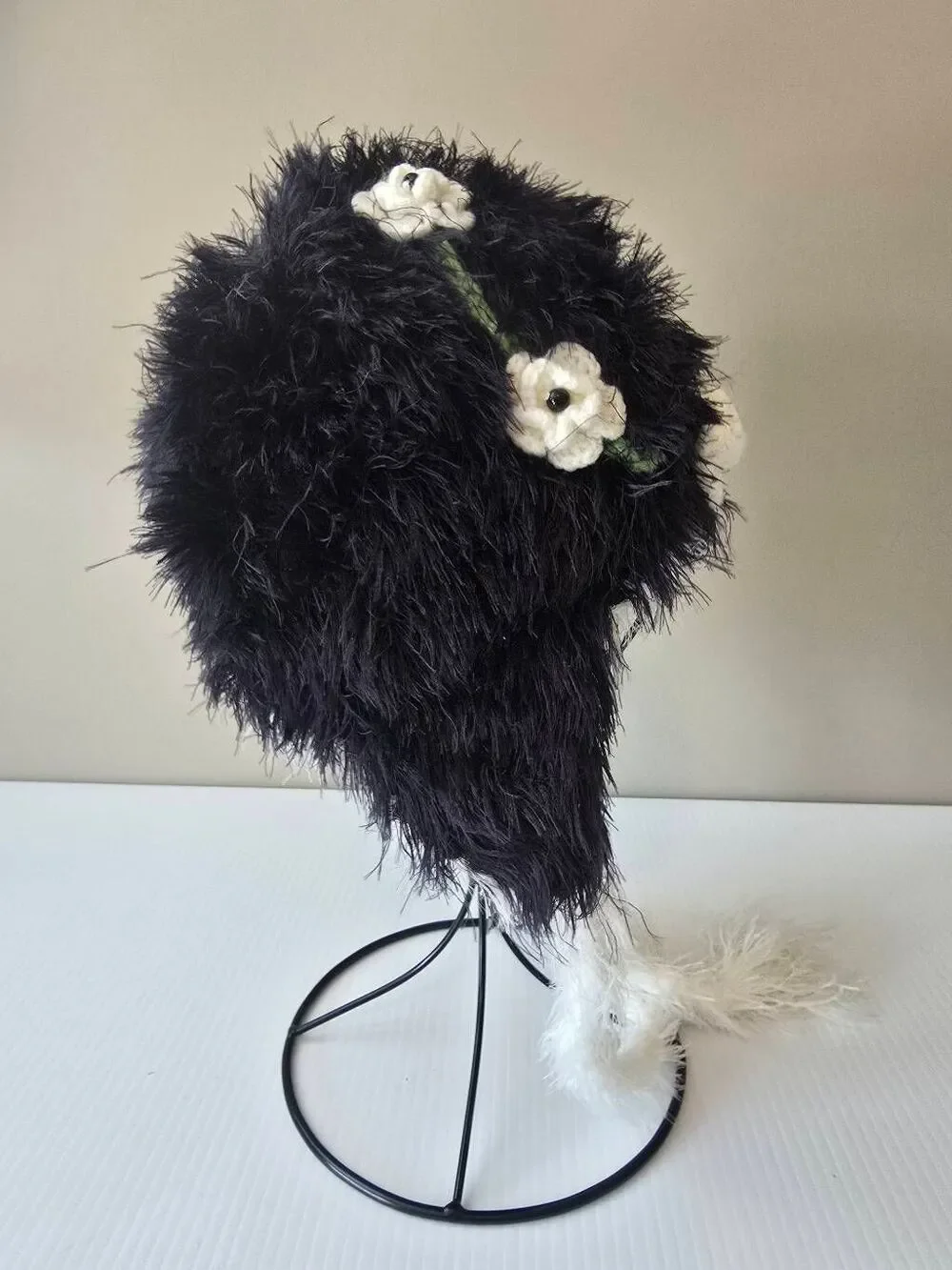 The Daisy Baby Cap Floral Black and White